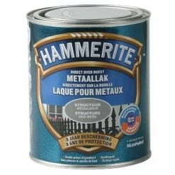 Laque Métaux Hammerite Structuré Mat Gris Métallisé 750ml