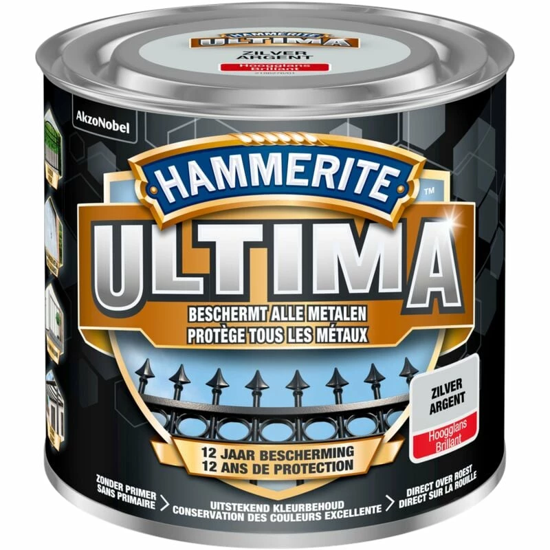Laque Métal Hammerite Ultima Argent 250ml - Argent 4 Laque Métal Hammerite Ultima Argent 250ml - Argent – Image 2
