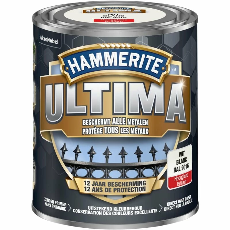 Laque Métal Hammerite Ultima Blanc Brillant 750ml - Blanc 4 Laque Métal Hammerite Ultima Blanc Brillant 750ml - Blanc – Image 2