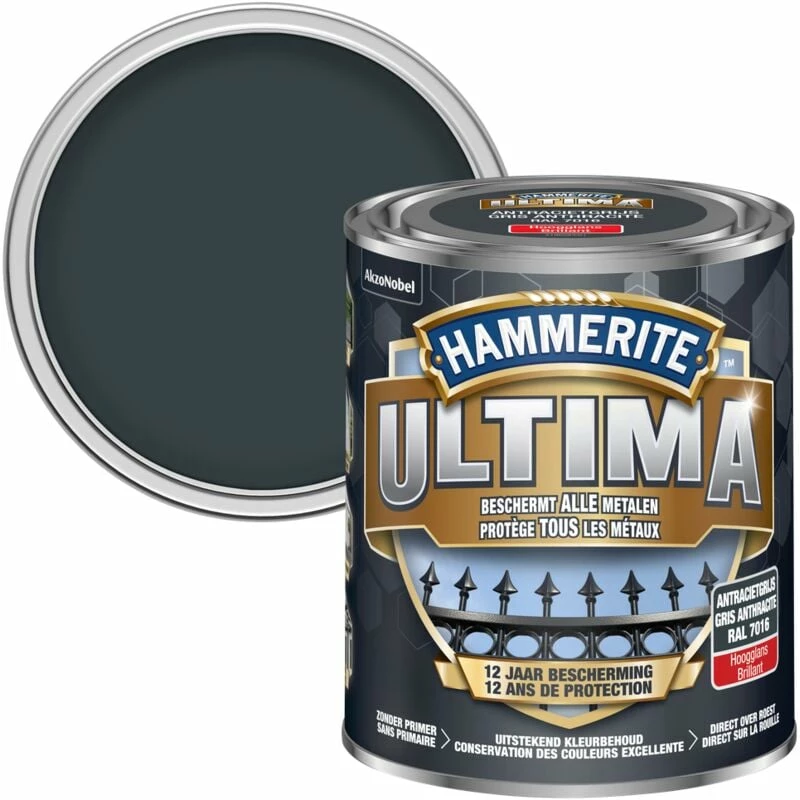 Laque Métal Hammerite Ultima Gris Anthracite Brillant 750ml - Gris Anthracite 3 Laque Métal Hammerite Ultima Gris Anthracite Brillant 750ml - Gris Anthracite