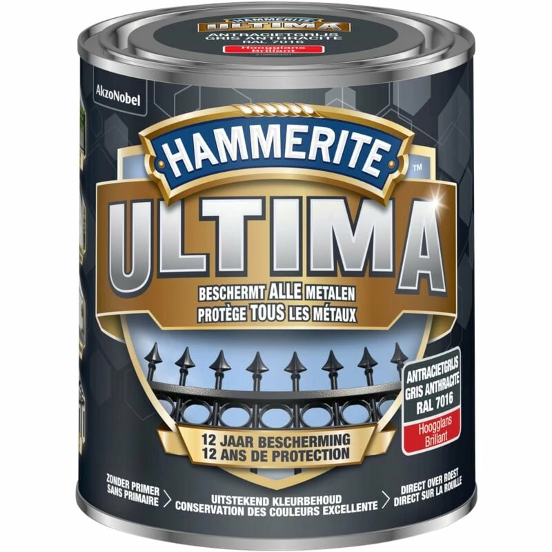 Laque Métal Hammerite Ultima Gris Anthracite Brillant 750ml - Gris Anthracite 4 Laque Métal Hammerite Ultima Gris Anthracite Brillant 750ml - Gris Anthracite – Image 2