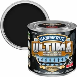 Laque Métal Hammerite Ultima Noir Brillant 250ml - Noir