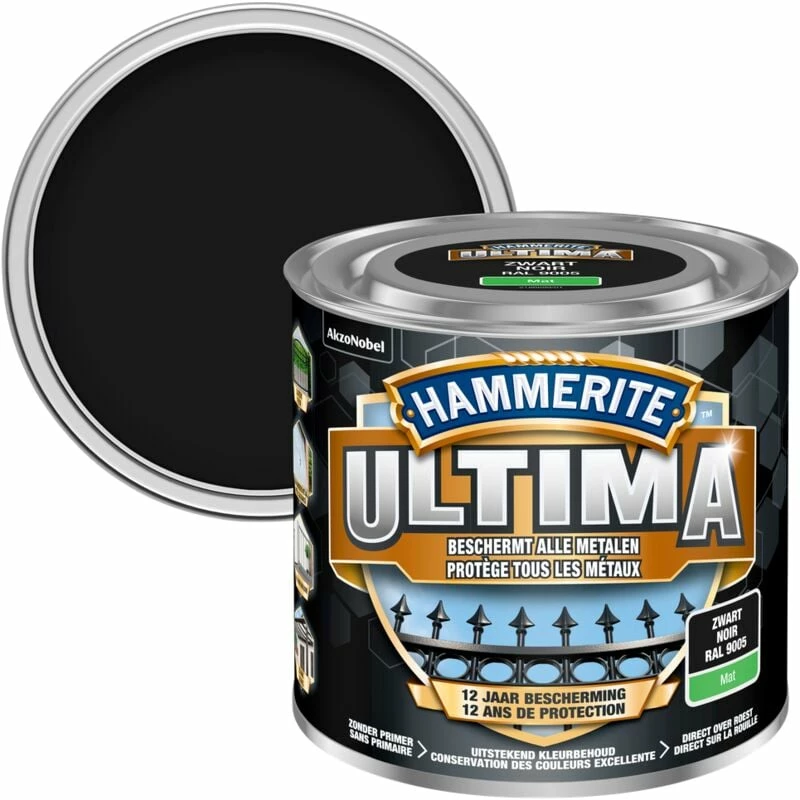 Laque Métal Hammerite Ultima Noir Mat 250ml - Noir 3 Laque Métal Hammerite Ultima Noir Mat 250ml - Noir