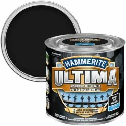 Laque Métal Hammerite Ultima Noir Satin 250ml - Noir