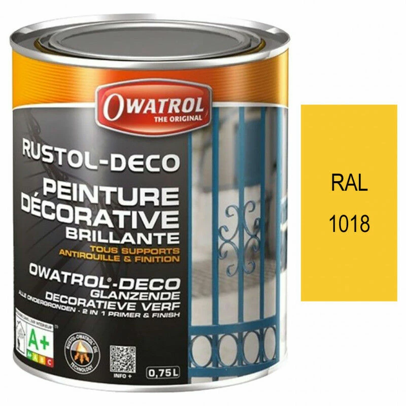 Peinture Décorative Antirouille RUSTOL DECO Brillante Au RAL 0,75L Multi Supports OWATROL - Plusieurs Modèles Disponibles 6 Peinture Décorative Antirouille RUSTOL DECO Brillante Au RAL 0,75L Multi Supports OWATROL - Plusieurs Modèles Disponibles – Image 4