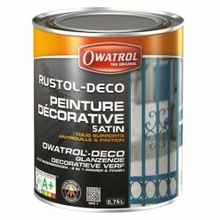 Peinture Décorative Antirouille RUSTOL DECO Satin Au RAL 0,75L Multi Supports OWATROL - Plusieurs Modèles Disponibles