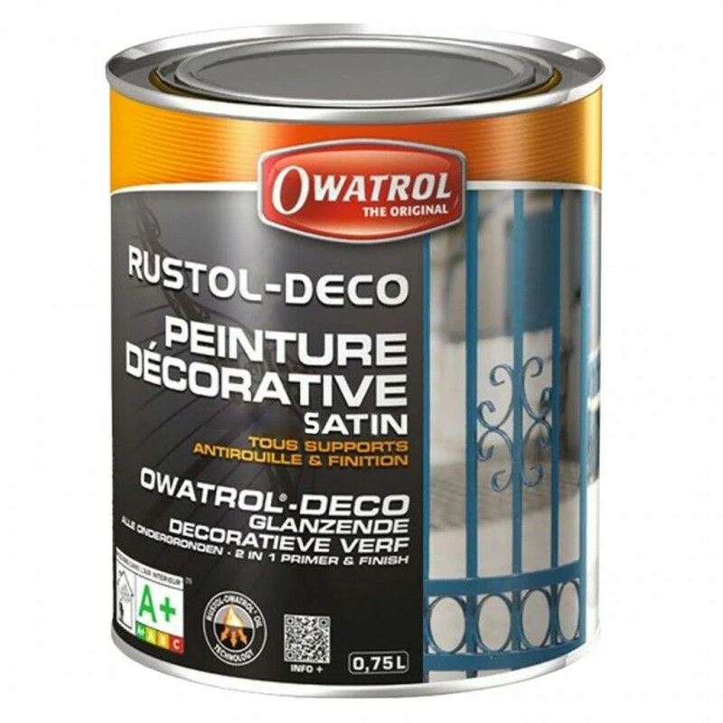 Peinture Décorative Antirouille RUSTOL DECO Satin Au RAL 0,75L Multi Supports OWATROL - Plusieurs Modèles Disponibles 3 Peinture Décorative Antirouille RUSTOL DECO Satin Au RAL 0,75L Multi Supports OWATROL - Plusieurs Modèles Disponibles